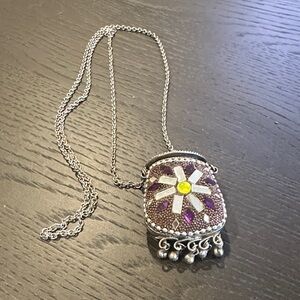 Vintage Tibetan‑Style Beaded Pill Box Necklace